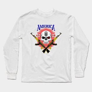 American Pride Skull Graphic Long Sleeve T-Shirt